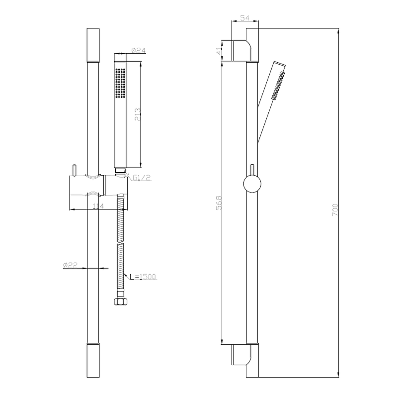 Product image: Brushed gold shower rail, , medium-null