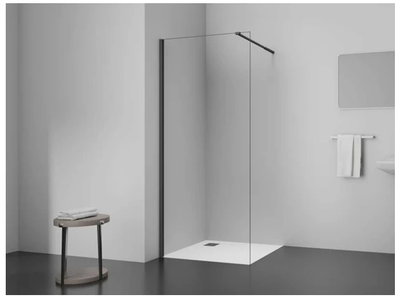 Walk-in shower door clear glass brushed gunmetal