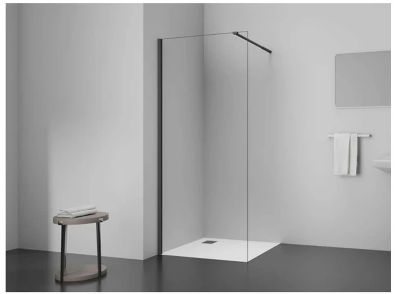 Walk-in shower door clear glass brushed gunmetal image number null