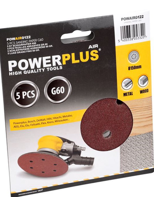 Powerplus powair0122 5x sanding disc 150 g60., , medium