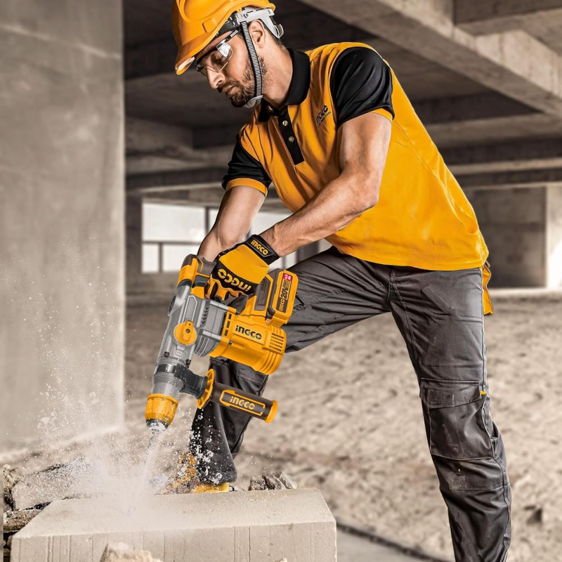 Ingco σετ brushless εργαλείων μπαταρίας 20v kρουστικό δραπανοκατσάβιδο, μπουλονόκλειδο, περιστροφικό κρουστικό πιστολέτο με 2 μπαταρίες 5αh, 1 φορτιστή & θήκη μεταφοράς ckli20638e, , medium-null