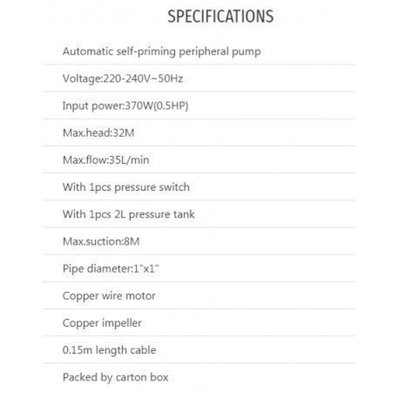 Total automatic self – priming peripheral pump 370w (twp93706), , medium-null