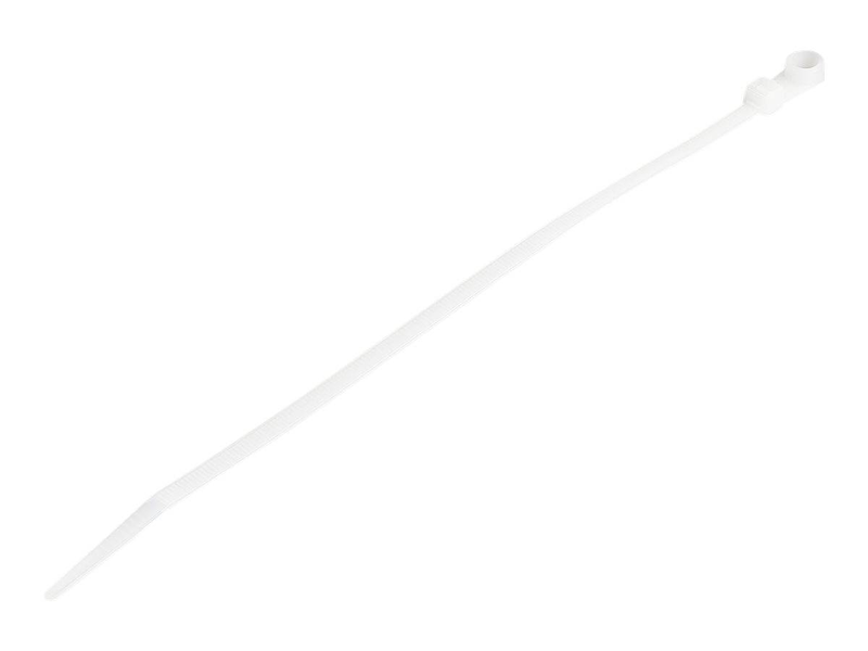 Startech.com 20cm cable ties with mounting hole, 4mm wide, 52mm bundle diameter, 22kg tensile strength, nylon 66 self locking ties with screw hole, ul listed, 100 pack, , medium-null