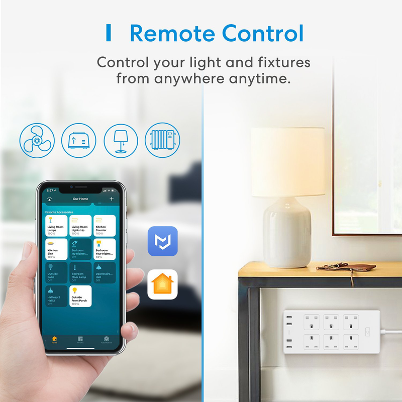 Product image: Meross smart powerstrip with 6 x ac sockets and 4 x USB ports mss426hk-uk, , medium-null