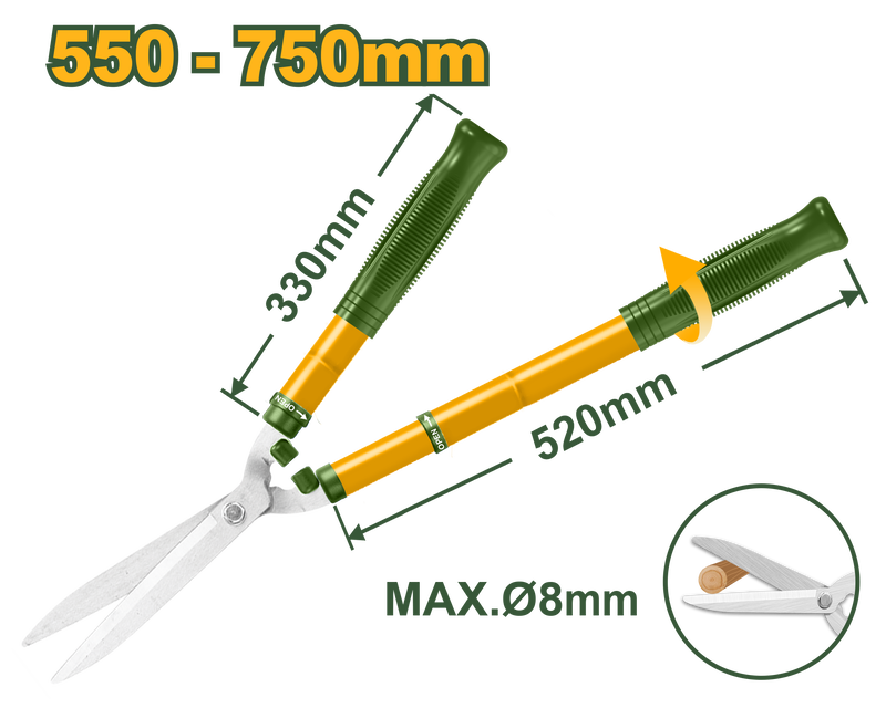 Telescopic hedge shear 750mm jadever, , medium-null
