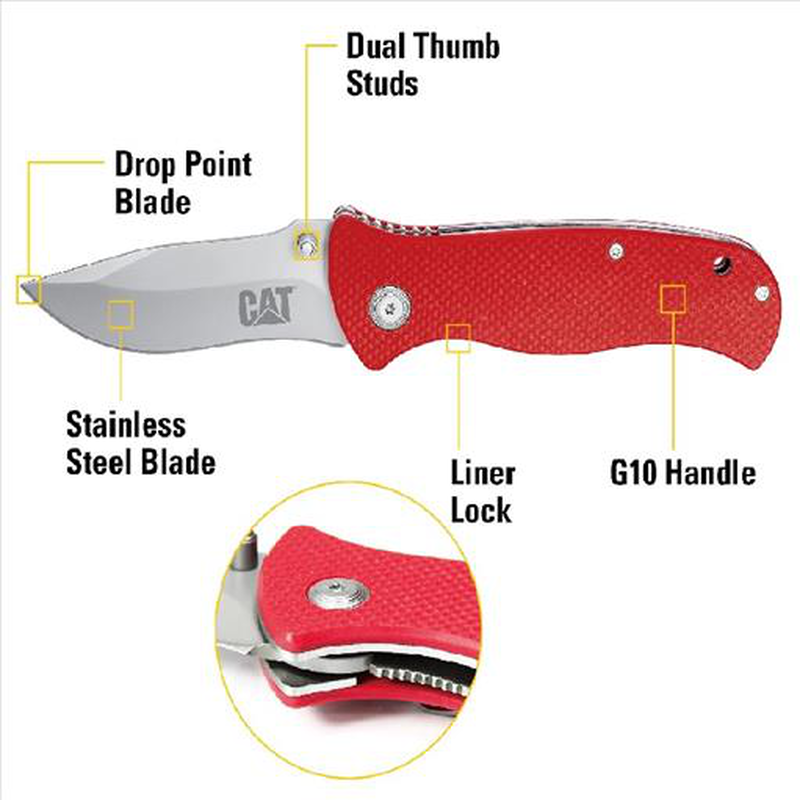 Cat 106308 19.1cm drop-point folding knife-null