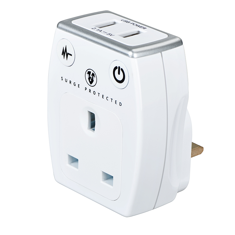 Bg masterplug USB surge adaptor 2xUSB 3.1a, , medium image number null