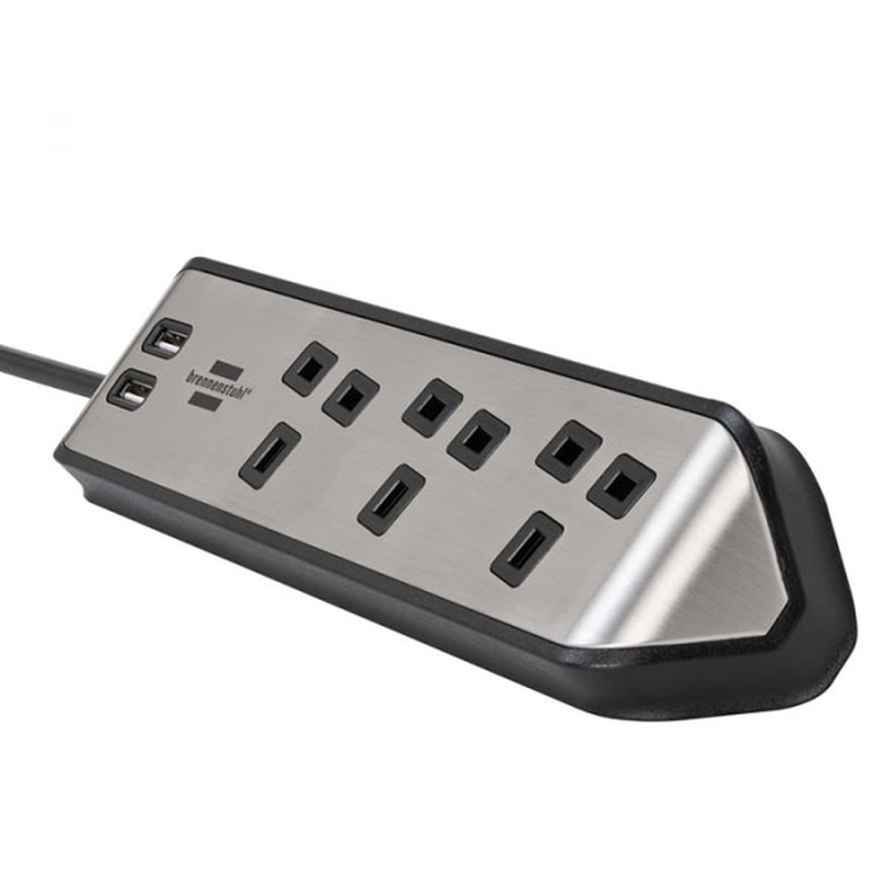 Brennenstuhl corner extension lead 3 way-2 USB black, , medium-null