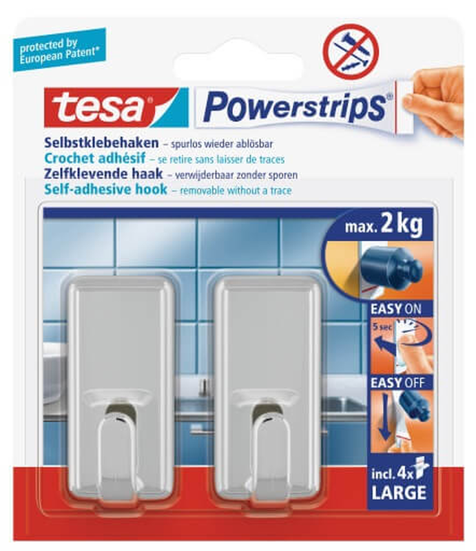 Tesa 2pcs set hooks classic silver, , medium-null