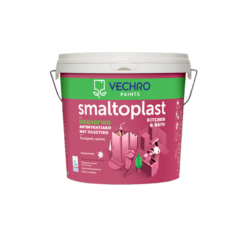 Product image: Vechro smaltoplast emulsion plastic paint extra antifungal kitchen & bath eco 750ml white-null