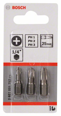 Bosch extra hart (ph) screwdriver bit set hard 3pc, , medium