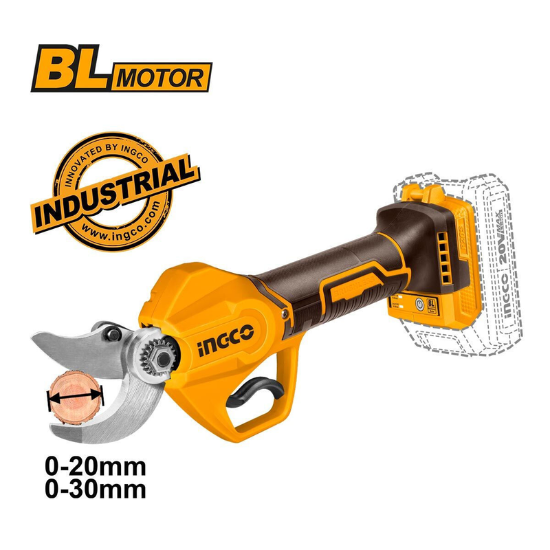 Ingco cosli250795e brushless chainsaw & pruning shear set 20v with 2&times;2ah batteries & case - yellow/black, , medium-null