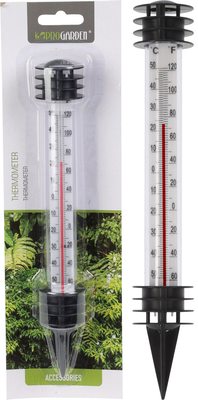 Garden thermometer 3.5x23cm - black, , medium