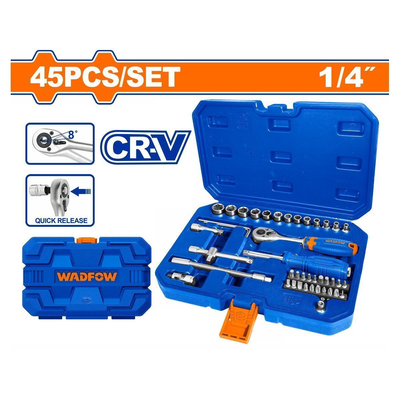 Wadfow 45 pcs 1/4″ socket set (wst4d45), , medium