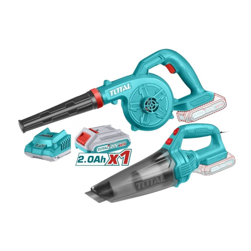 Product image: Total σετ φυσητήρας + σκουπάκι μπαταρίας 20v li-ion με 1 μπαταρία 2.0ah & φορτιστή, , medium-null