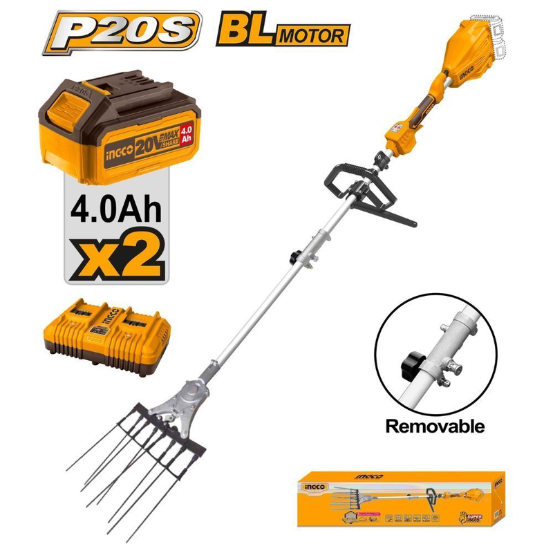 Product image: Ingco σετ ελαιοραβδιστικό μπαταρίας 40v τύπου χτένα με κοντάρι, με 2 μπαταρίες 4.0ah & διπλό φορτιστή, , medium-null