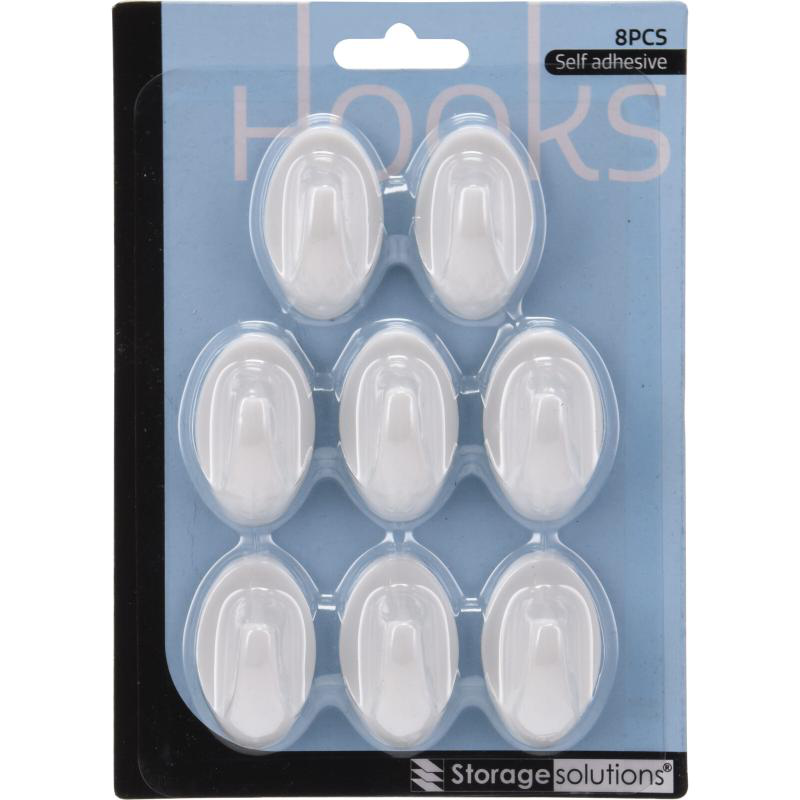 Storage solutions adhesive hooks white - assorted sizes, , medium-null