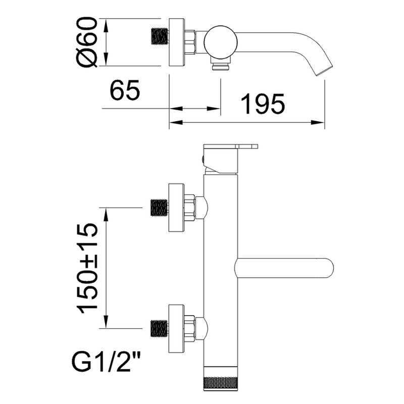 Nexus brushed gunmetal 2way single-lever bath-shower mixer, , medium image number null