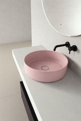 Noemi pink round basin 44x44x16cm, , medium