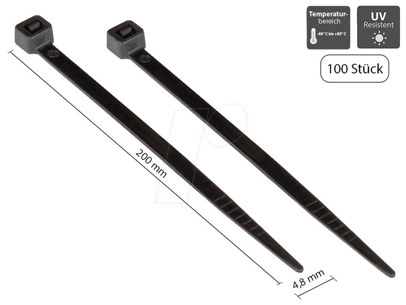 Alcasa kab-20s48 / releasable cable tie / nylon / black / 200 mm / 100 pc(s)-null