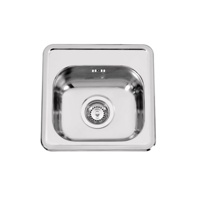 Rodi pio sink with overflow outlet and syphone 380x380mm 1b s/s