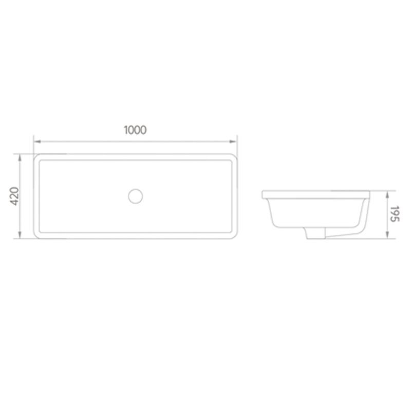 White undercounter basin 1000x420x195mm, , medium-null