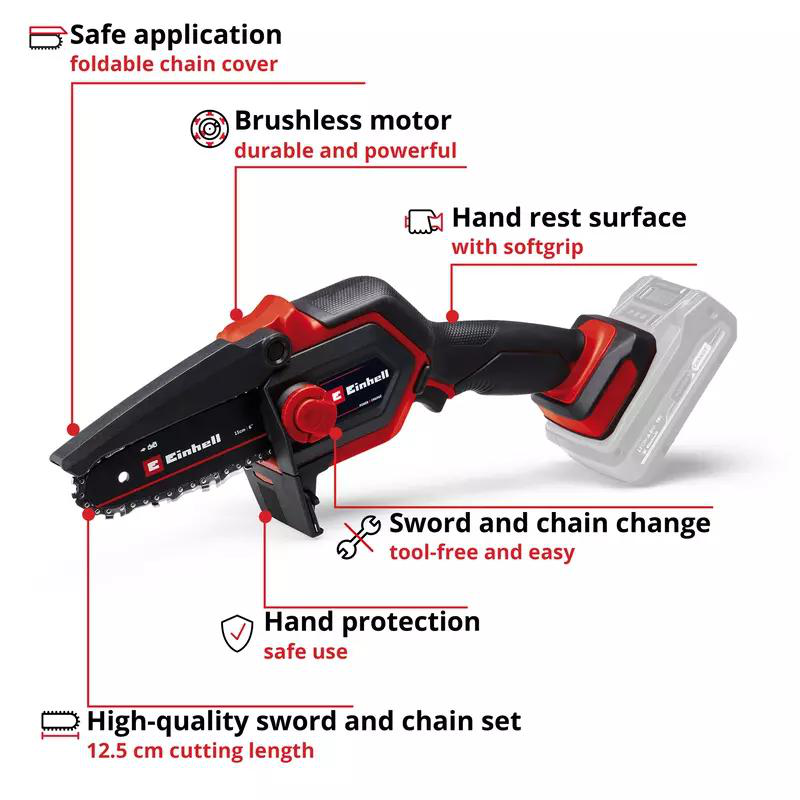 Einhell chainsaw 159mm solo ge-ps 18/15 li, , medium image number null
