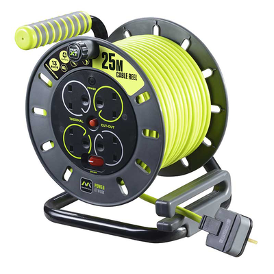 Bg masterplug cable reel 13a 4-gang 25m, , medium