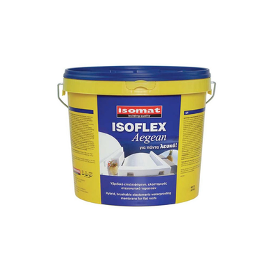 Isomat polyhybrid, elastomeric, water-based, liquid waterproofing membrane for flat roofs 13kg white aegean, , medium