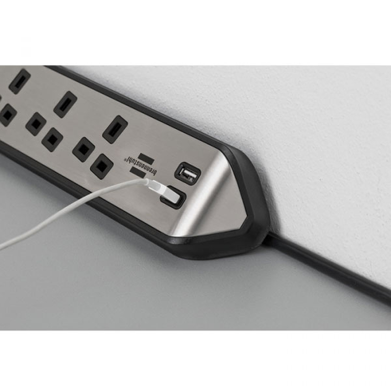 Brennenstuhl corner extension lead 3 way-2 USB black, , medium-null