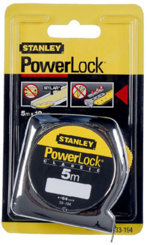 Stanley powerlock μετρo 5m με κελυφος αβs 0-33-194, , medium image number null