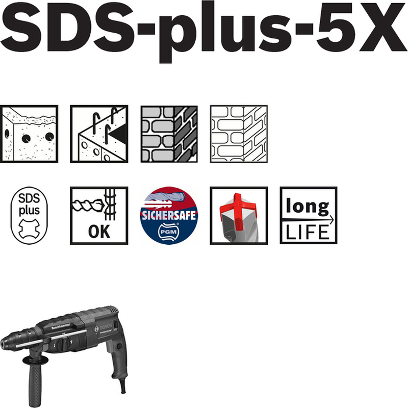Bosch sds plus 5x hammer drill 5x 14 x 200 x 260 mm, , medium-null
