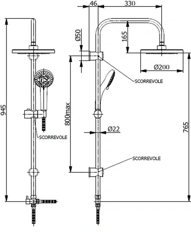 Complete adjustable shower column, , medium-null