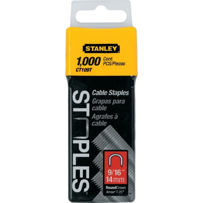 Stanley 12mm/1/2cable staplesx1000, , medium