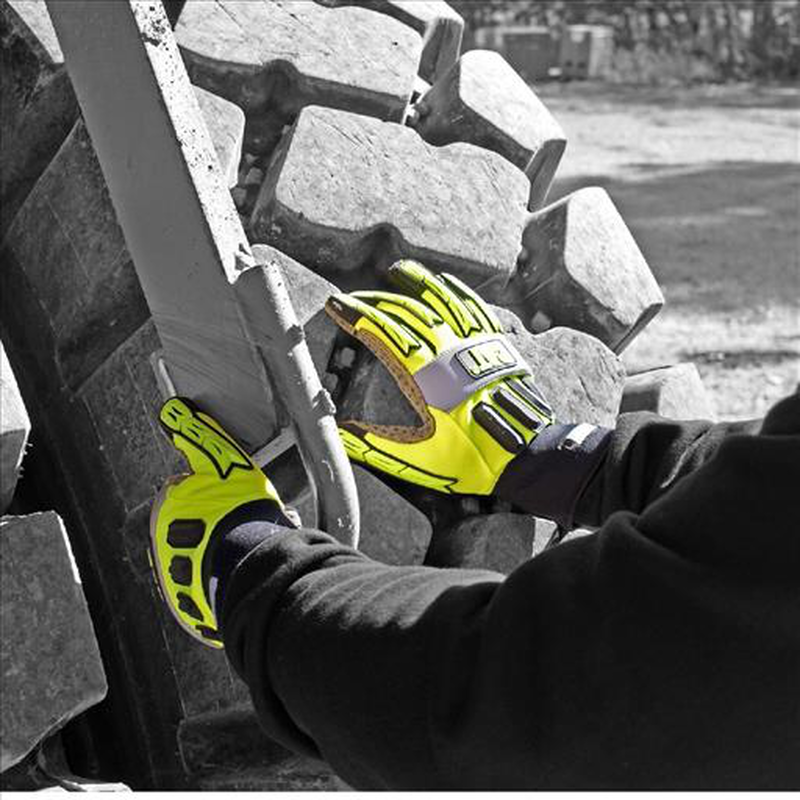 Product image: Glove cat60003x high impact molded knuckle/finger protection, pvc dotted synth. Leather palm 3xlarge-null