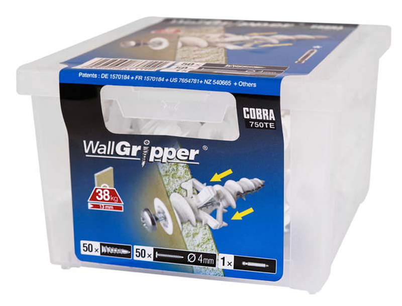 Cobra 750te wallgripper xln 4mm (+pan head screws + driver) 50pcs, , medium-null