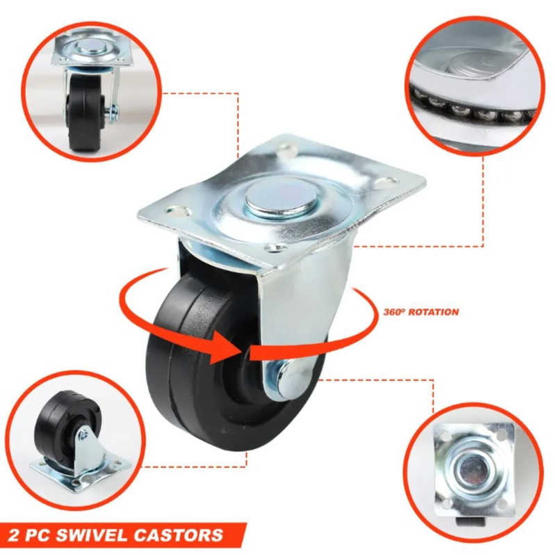 Product image: Dekton σετ 4 ρόδες στρεφόμενες και σταθερές 40mm για έπιπλα, συσκευές και εξοπλισμό, , medium-null