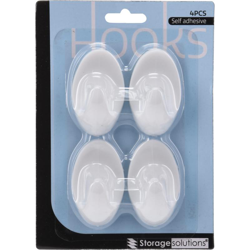 Storage solutions adhesive hooks white - assorted sizes, , medium-null