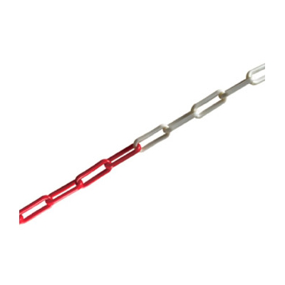 Plastic chain 8mm red/white per meter