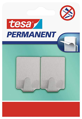 Tesa 2pcs hook metal rectangular, , medium