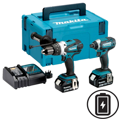 Makita combo kit  18v (dhp458 x1  + dtd152 x1 + bl1850 x 2 + dc18rc ), , medium