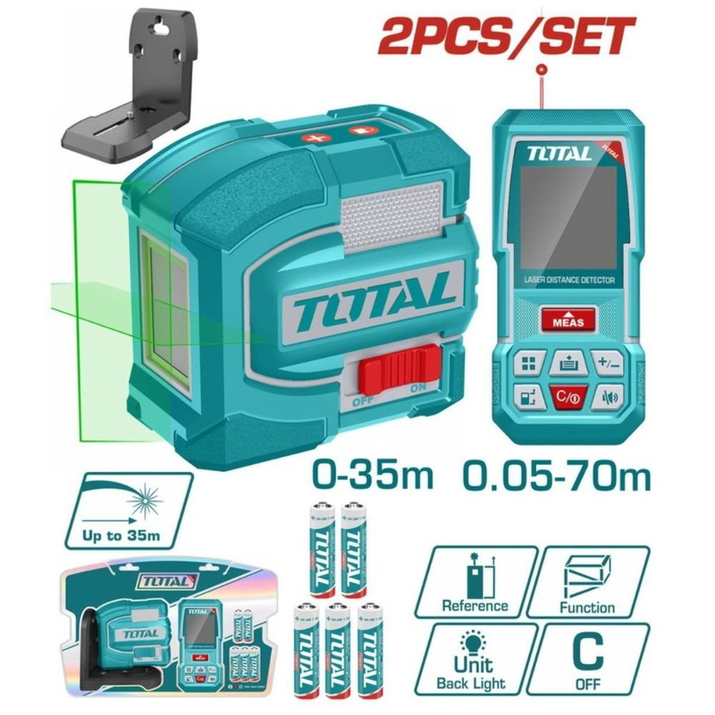 Product image: Total γραμμικό αλφάδι laser αυτο-οριζοντιούμενο πράσινης δέσμης 1.5v με εύρος εργασίας 70m, , medium-null