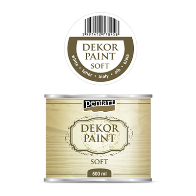 Pentart dekor paint soft 500ml white, White, medium