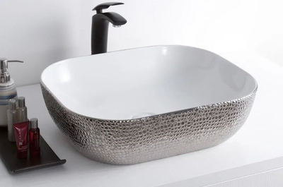 Lea white/silver art basin 505x405x135mm