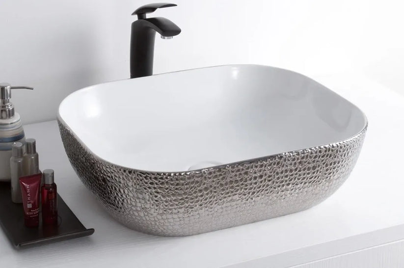 Lea white/silver art basin 505x405x135mm, , medium image number null