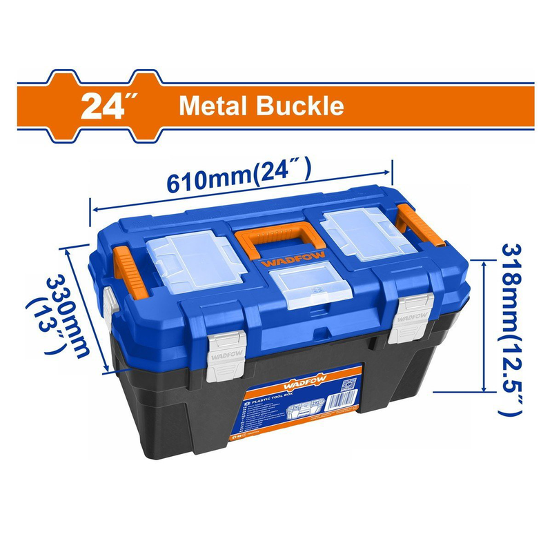 Wadfow πλαστική εργαλειοθήκη 24" με μεταλλικά κουμπώματα & υψηλή αντοχή wtb3324, , medium-null