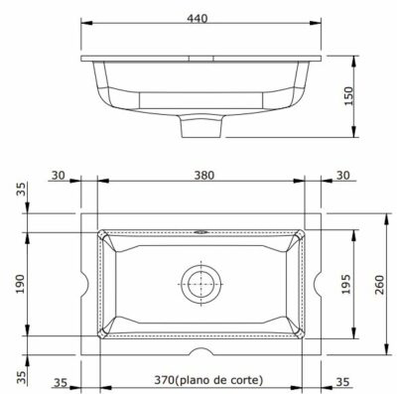 Agres under counter basin 440x260x100mm, , medium image number null