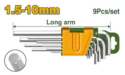9pcs hex keys long arm jadever, , medium