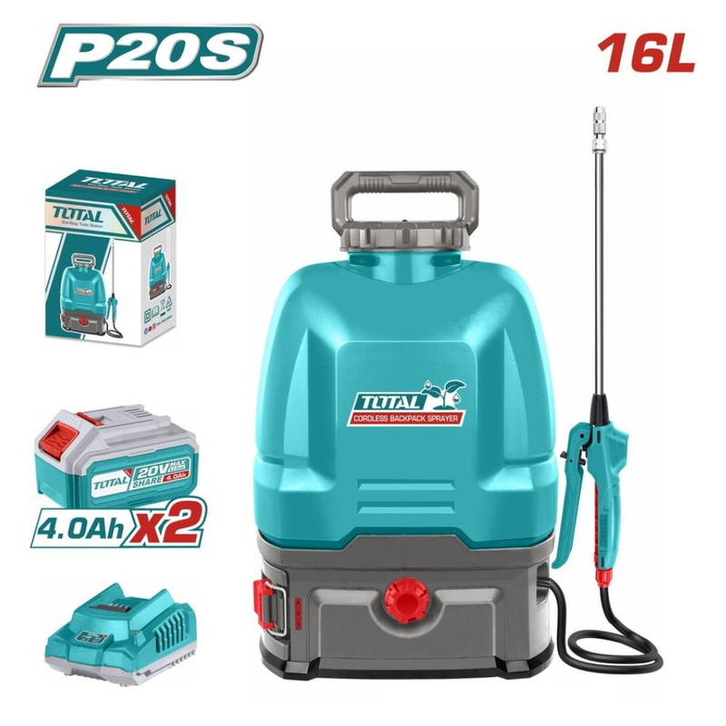 Product image: Total επαγγελματικός ψεκαστήρας πλάτης μπαταρίας 20v 5bar με χωρητικότητα 16l, 2 μπαταρίες 4.0 ah, φορτιστή & ρυθμιζόμενη πίεση (tspli201644e), , medium-null