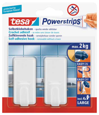 Tesa 2 τμχ αγκιστρα λευκα classic μεγαλα, , medium